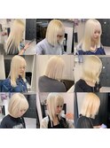 9890渋谷ブロンドホワイトアッシュ髪質改善ストレート韓国ヘア