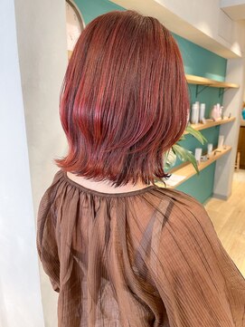 エミス バイ メルト 吉祥寺(emis by melt) 【堀惠】レイヤーボブウルフカットWカラーレッドピンク暖色