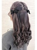 編み込み　ハーフツイン