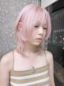 サンク 原宿 表参道(cinq) ★ブリーチカラーハイトーンカラーミルクティーベージュ韓国前髪