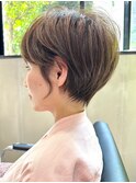 40代/小顔/ショートボブ/オリーブグレージュ/髪質改善