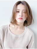 ヘルシー大人ボブ*ミディアムボブ*顔周りカット*ベージュカラー