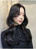 ナチュラルブラック大人ガーリー似合わせレイヤー