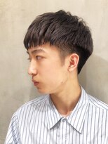 マッシュウルフ七三オールバックツイストパーマ_ba238013
