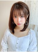 大人かわいい 小顔ボブ ひし形シルエット グレージュ 前下がり