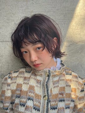 ロンド パルティール 大宮(Lond partir) 斜めバンググレージュカラーシルキーべジュマッシュパーマ