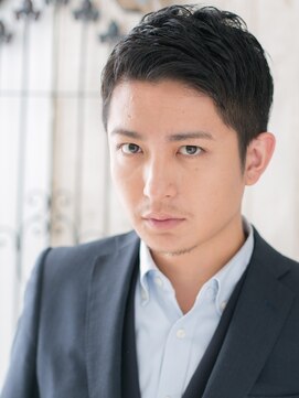 モッズヘア メン 南越谷南口店(mod's hair men) 爽やかオールバックアッシュブラック刈り上ショートV南越谷