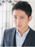爽やかオールバックアッシュブラック刈り上ショートV南越谷