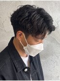 ショートアップバングツイストスパイラル波巻きパーマ群馬眉毛