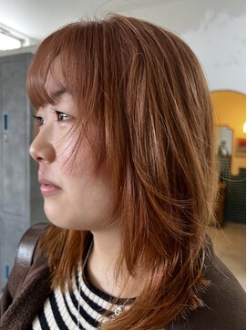 ニュイ(NUIT) ダブルカラーオレンジベージュカラーケアブリーチレイヤーカット