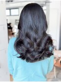 美髪ミディアムレイヤーカットデジタルパーマチェリーブラウン