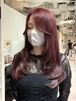 トリコ心斎橋(trico) ワインレッド×ザクザクレイヤーカット