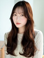 レノラ 髪質改善カラー 本町(LENORA) ハニーブラウンシアーバングレイヤーカットシースルーバング