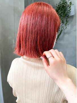 テトヘアー(teto hair) コーラルオレンジコーラルピンク切りっぱなしボブ