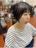 ★斜めバング グレージュカラー デザインカラーシルキーベージュ