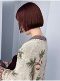 レッドブラウン　ブリーチなし　ミニボブ【天神大名】