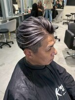 メンズサロン キング 高槻店(Men’s salon K!ng)&nbsp;フェザーショートアップバングセンターパートメンズハイライト