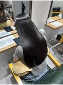 ロングヘア/斜めバング/グレージュカラー/デザインカラー