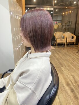 アンジェリカ 天理店(ANGELICA) BeforeAfterあり　ぱつっとボブ×スモークピンク【川崎優太】