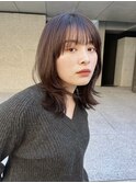 レイヤーカット　ミディアムレイヤー　くびれヘア