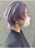 ラベンダーミルクティー クラゲヘアー ショートウルフ ベージュ