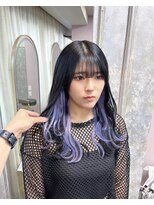 ガルボヘアー 心斎橋店(garbohair)&nbsp;プルエクステハイトーン紫カラー事前に染めるプルシール心斎橋