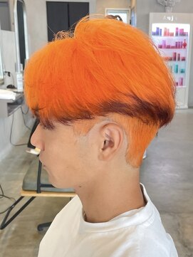 シェル 津山の手店(shel) メンズヘア◎オレンジエンドカラー/センターパート/冬カラー