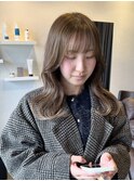 オリーブベージュ 韓国風 セミロング