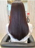 髪質改善ハリウッドTR暗めブラウン大人ツヤ髪ストレートロング