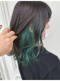 インナーカラーグリーン【山口市インナーカラー】