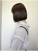大平/切りっぱなしボブ前下がりオリーブベージュブリーチなし