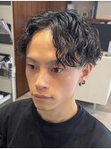 波巻きスパイラルパーマツイストスパイラルパーマセンターパート