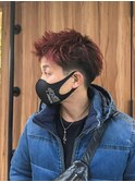 ブリーチ無しで作る赤髪がポイント◎スパイキーショート