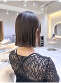 ホワイトグレージュミニウルフデジタルパーマチェリーブラウン
