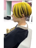 デザインカラー/ハイトーン/イエロー/刈り上げショート/個性的