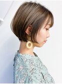 30代40代◎ハイライト白髪ぼかし小顔ひし形ショートボブ