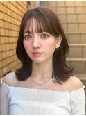 ミディアムレイヤーカット/30代40代50代/顔周りカットくびれヘア