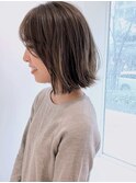 《グレージュ》大人ボブ×透けカラー