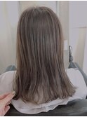 赤味黄味消しアッシュ レイヤーミディ ベールカラー