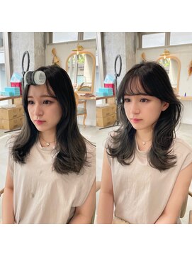 エレノア トーキョー 恵比寿(ELEANOAH TOKYO) 韓国くびれヘア (くすみブルー デジタルパーマ)