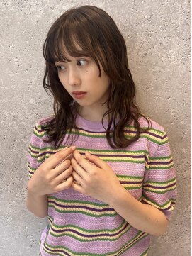 アース 三軒茶屋店(HAIR&MAKE EARTH) 三軒茶屋_レディース_セミロング_コテ巻き_パーマ_ブラウン_小顔