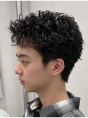 大人ピンパーマ　メンズショート　京都四条河原町