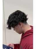 ミニウルフチェリーブラウンホワイトグレージュフェザーパーマ