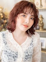 カバーヘア イヴ 戸頭店(COVER HAIR EVE)&nbsp;ゆるふわミディアムウルフボブワインレッドTd1戸頭20代30代40代