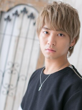 モッズヘア メン 南越谷南口店(mod's hair men) ダウンパーマホワイトブロンドくせ毛風ルーズショートa南越谷