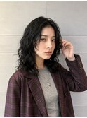 ミディアムレイヤー　レイヤーボブ　パーマ　ミディアムヘア