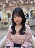 ハッシュレイヤー/ミルクグレージュ/韓国巻き/顔周りカット