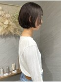 透明感グレージュ　丸みショートボブ