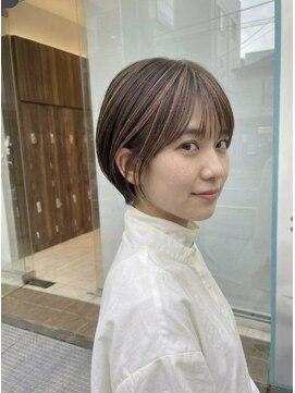 アッシュ 川崎店(Ash) ショートボブ　ハイライト　グレージュ
