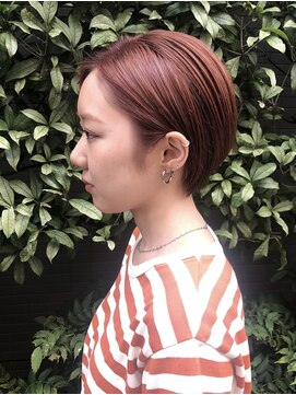 ナナシ(nanac) オレンジカラーボブ　ブリーチ1回